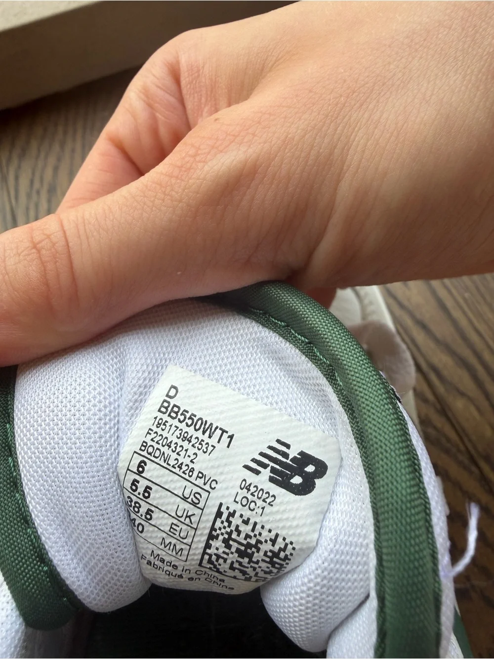 New Balance White and Green 550 Classic Sneakers